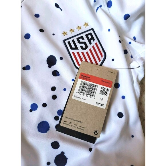 Nike USWNT DRI-FIT Soccer Home White Paint Splatter Jersey DR5578-101 Womens, L - Picture 8 of 8